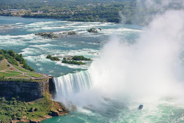 Waterfalls and boat