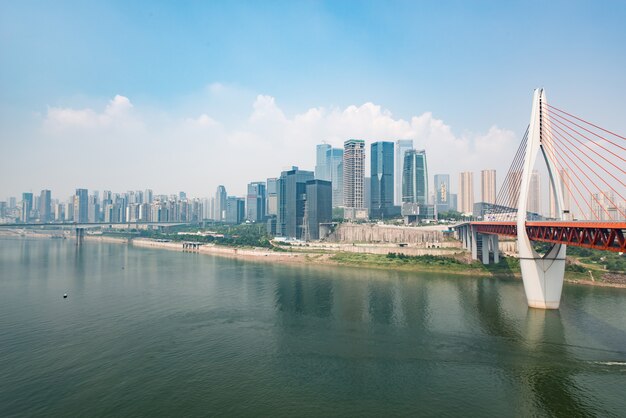waterfront bridge business china reflection