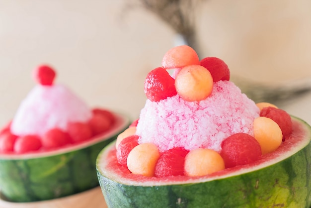 Free photo watermelon bingsu dessert