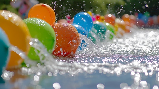 Foto gratuita una festa di compleanno a tema acqua con palloncini d'acqua