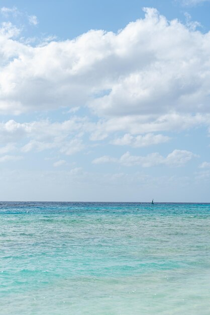 Waves in the blue ocean and sky