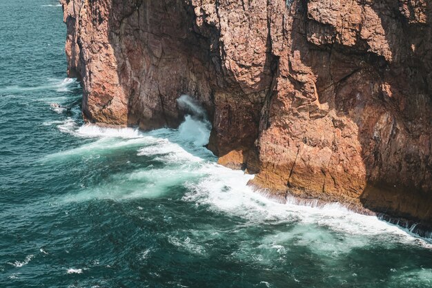 Waves of the sea crashing on the rocks