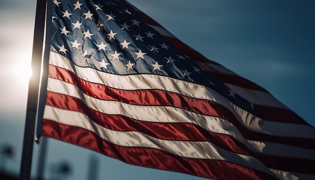 Бесплатное фото Развевающийся американский флаг символизирует патриотизм и свободу, созданные искусственным интеллектом