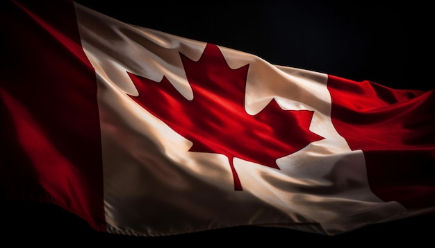 Waving Canadian flag symbolizes national pride and patriotism generated by AI