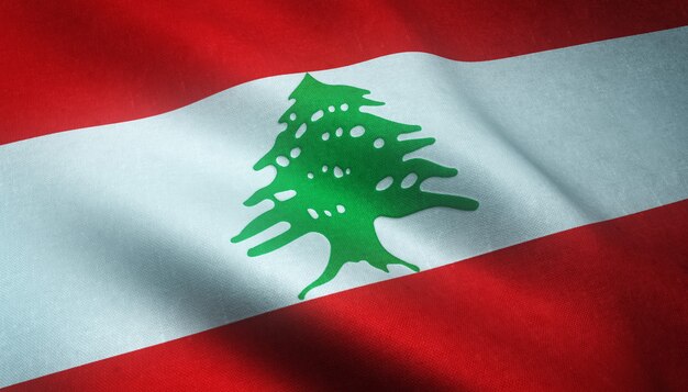 Waving flag of Lebanon