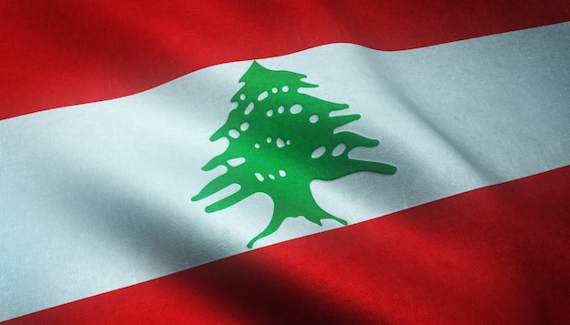레바논의 깃발을 흔들며