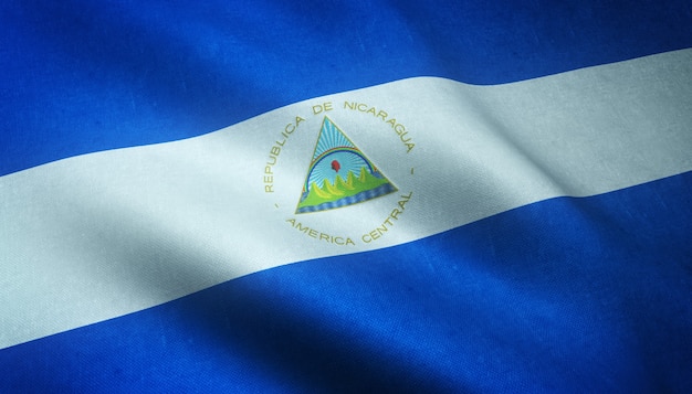 Waving flag of Nicaragua