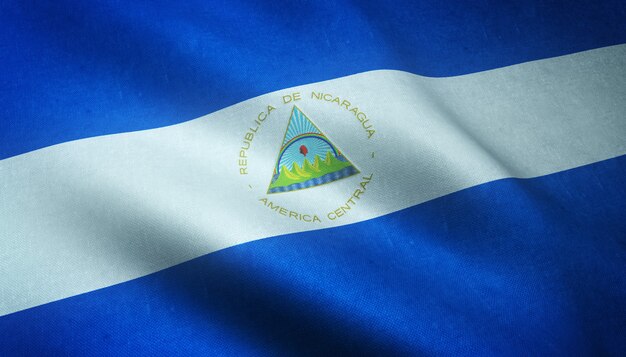 니카라과의 깃발을 흔들며