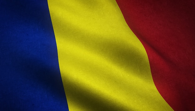 The waving flag of Romania