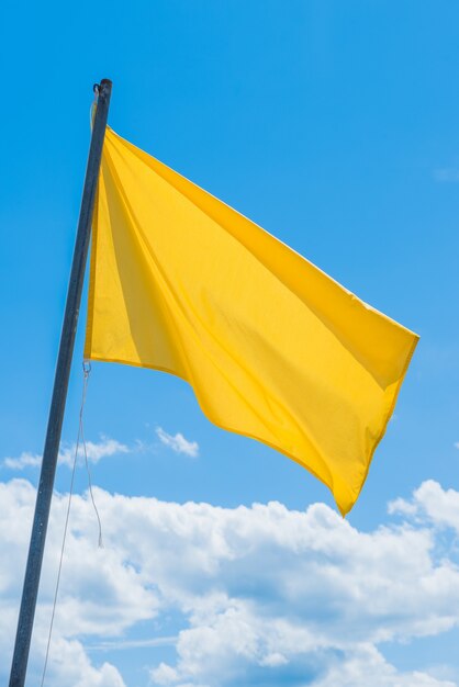 Waving green flag indicating the potentially high surf at the beach