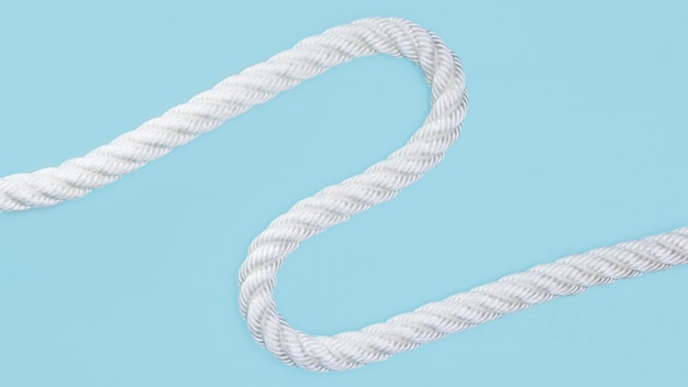 Free photo wavy solid white rope on blue background