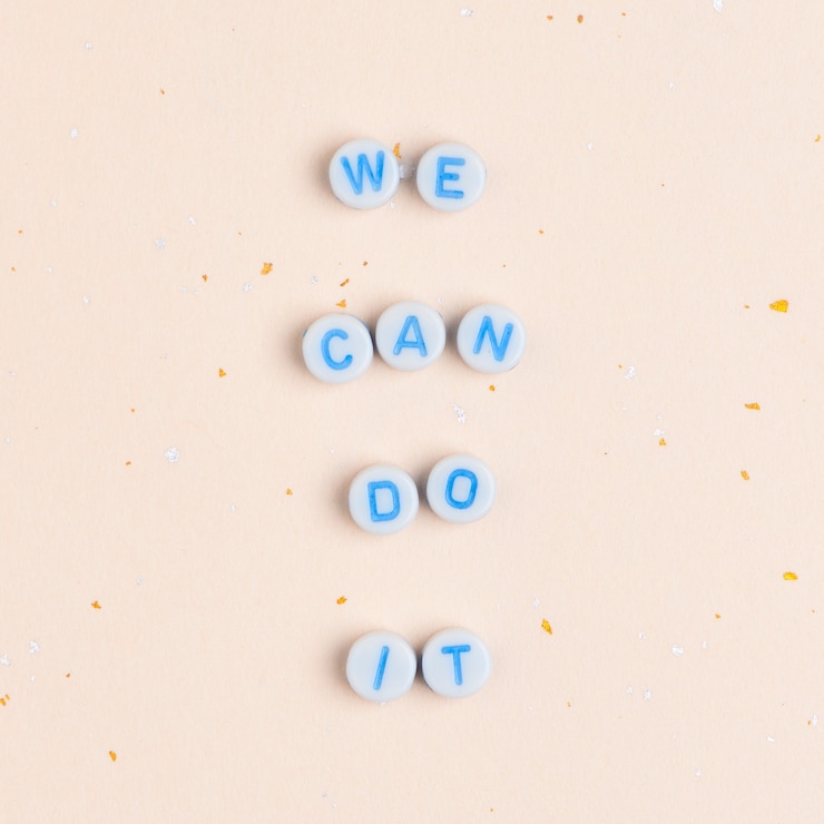 Free Photo we can do it, quote with beads