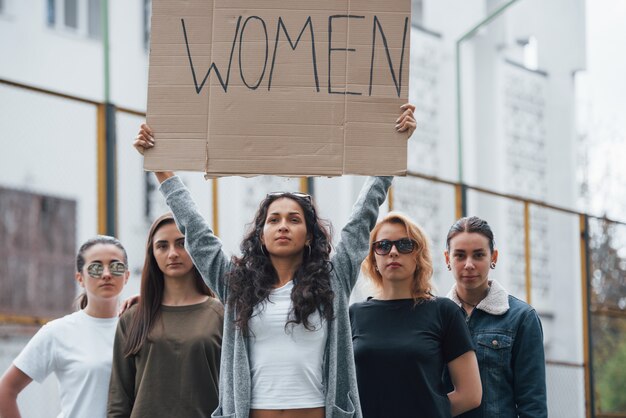 We will be heard. Group of feminist women have protest for their rights outdoors