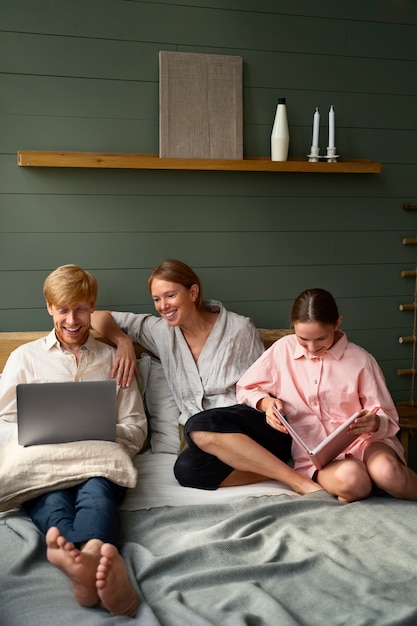 Free photo wearing linen clothing indoors