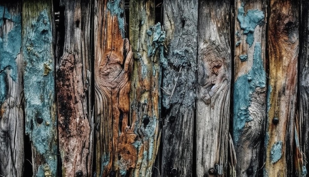 Free photo weathered timber planks create rustic table backdrop generated by ai