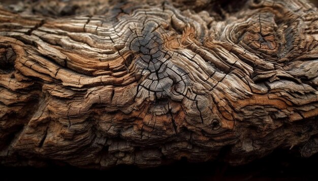 Weathered tree trunk tells story of growth generated by AI