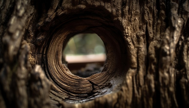 Free Photo weathered wood ancient tree trunk rusted hole generated by ai