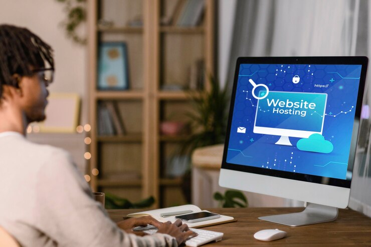 Free Photo website hosting concept with computer