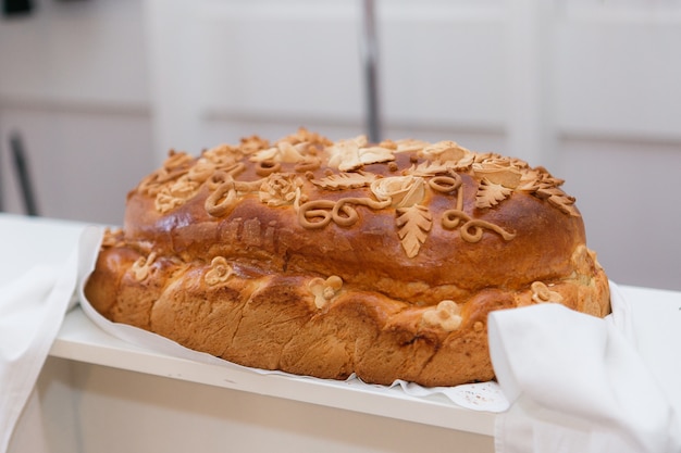 Wedding bread on restaurant table