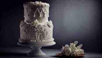 Foto gratuita decorazione elegante della celebrazione del fiore della candela della torta nuziale generata da ai