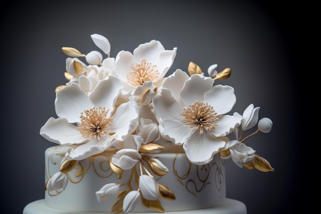 Free photo a wedding cake with flowers bouquet hand mades