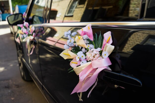 Wedding Car Decorated With Flowers Photo Free Download