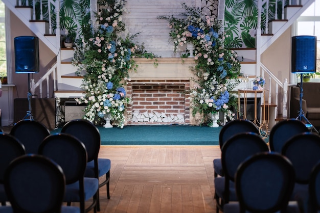 Wedding ceremony area with dried flowers
