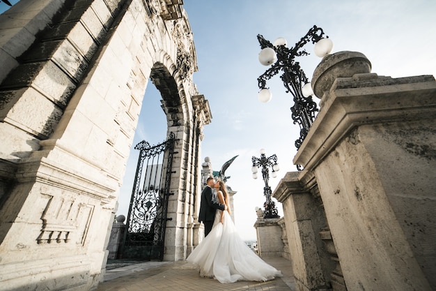 Wedding couple on their wedding day in Budapest