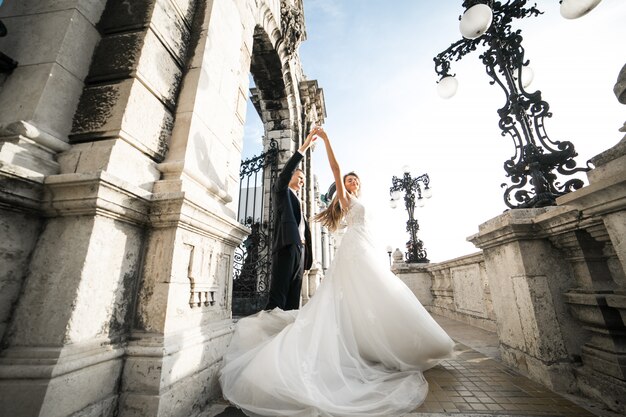 Wedding couple on their wedding day in Budapest