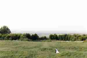 Foto gratuita matrimonio in montagna, una coppia in amore