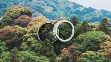 Free photo wedding rings with ornaments