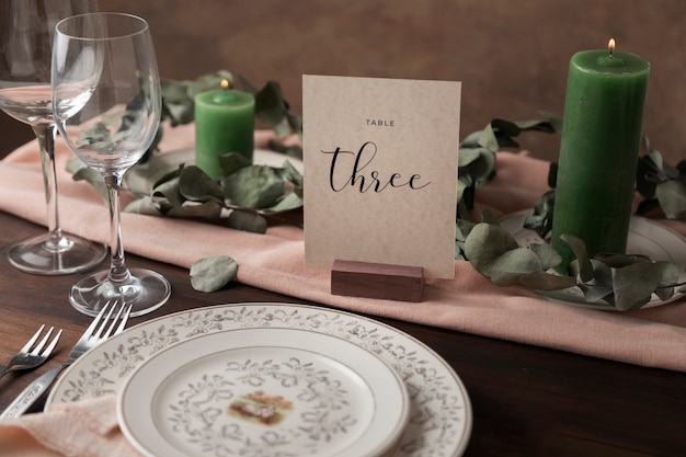 Free photo wedding table number decoration