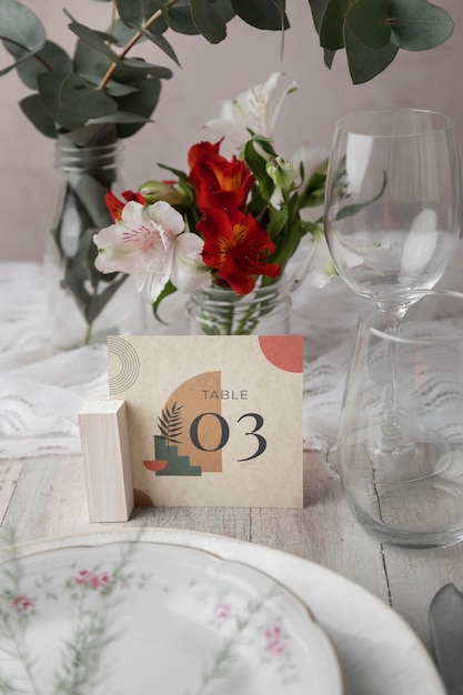 Free photo wedding table number decoration