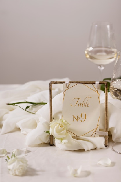 Free photo wedding table number with glass