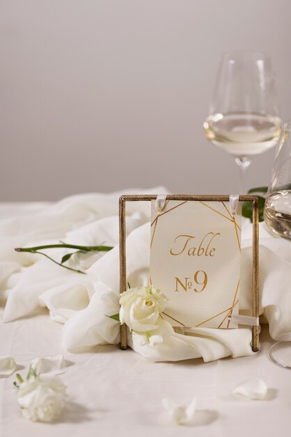 Wedding table number with glass