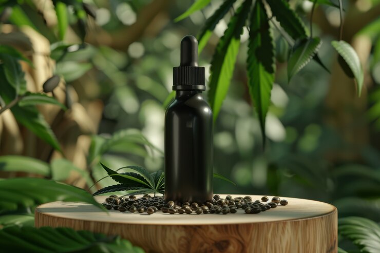 Free Photo weed leaves oil product still life