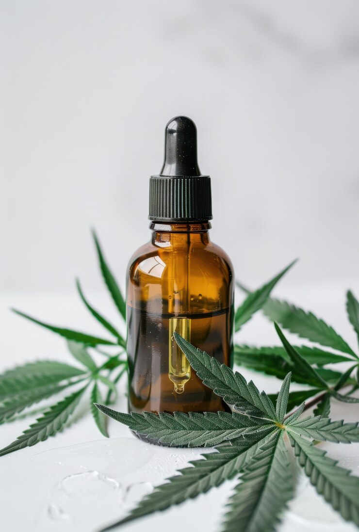 Free Photo weed leaves oil product still life