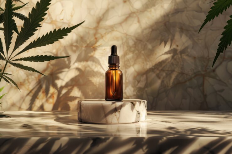 Free Photo weed leaves and oil still life