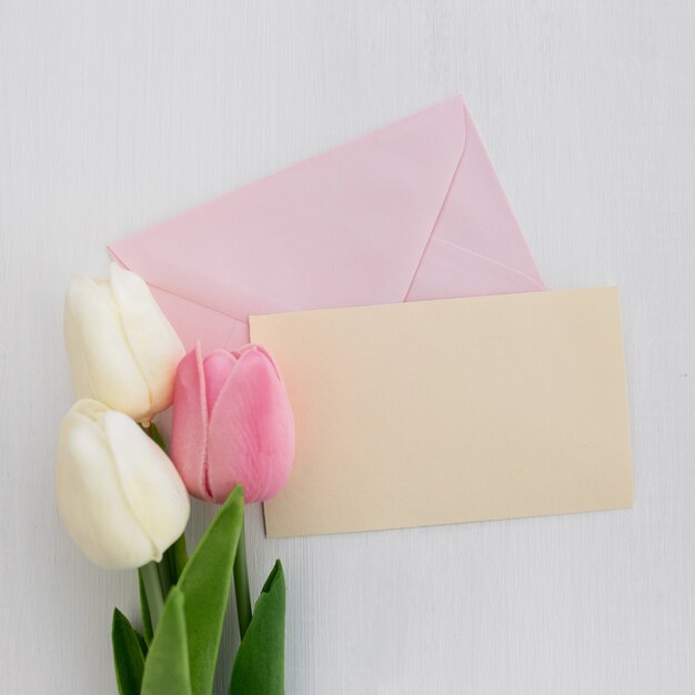 Прополка открытка с тюльпанами на белом фоне