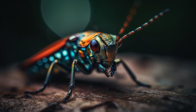 Foto gratuita weevil sul fuoco selettivo della foglia verde generato dall'intelligenza artificiale