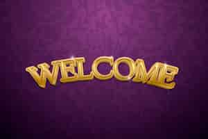 Free photo welcome 3d text in gold fancy typography illustration