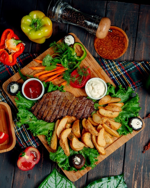 Well-done steak and homemade potatoes