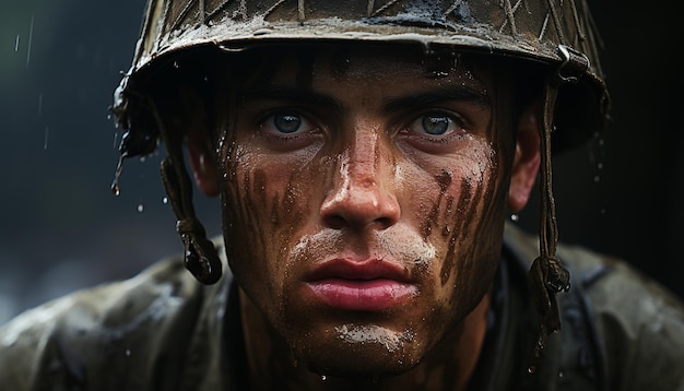 Wet adult men looking at camera portrait of sporty women generated by artificial intelligence