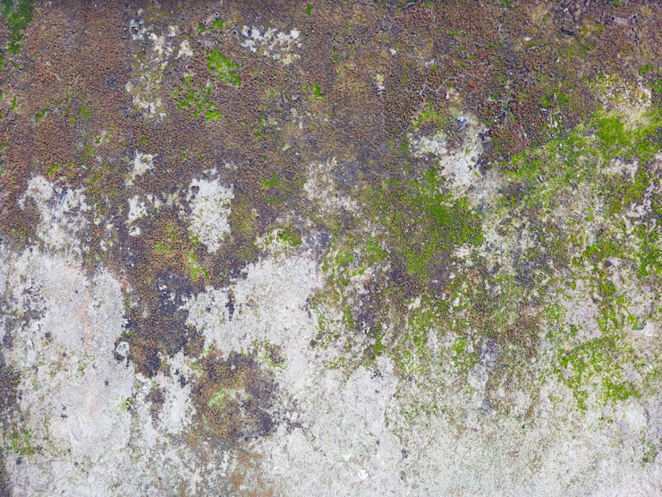 Free Photo wet moss covered house wall