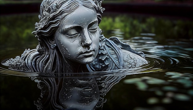 Free photo wet nature sculpture of one woman meditating generative ai