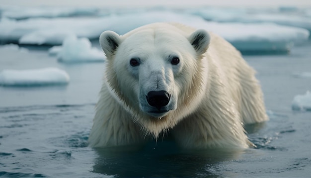 Foto gratuita il cucciolo di samoiedo bagnato guarda la telecamera all'aperto generata dall'intelligenza artificiale