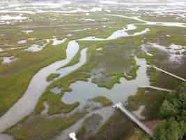 Free photo wetlands from above along the atlantic coast