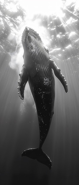 무료 사진 야생의 고래 흑백