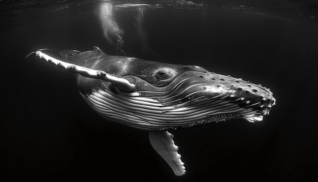 Free photo whale in the wild in black and white