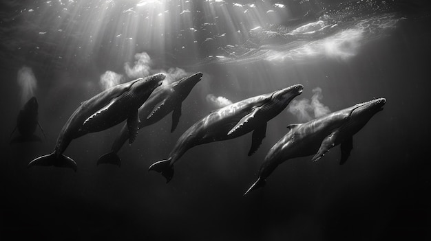 Free photo whale in the wild in black and white